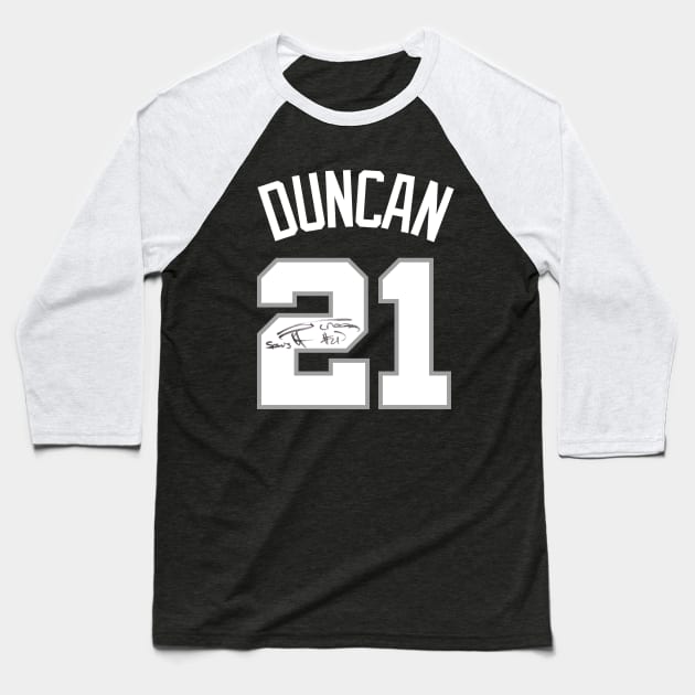 Tim Duncan Signed Baseball T-Shirt by Buff Geeks Art